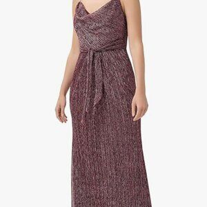 Adrianna Papell Women's Metallic Crinkle Gown - Size 16